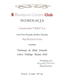 Nominacja do Złotej Statuetki Lidera Polskiego Biznesu  2018
